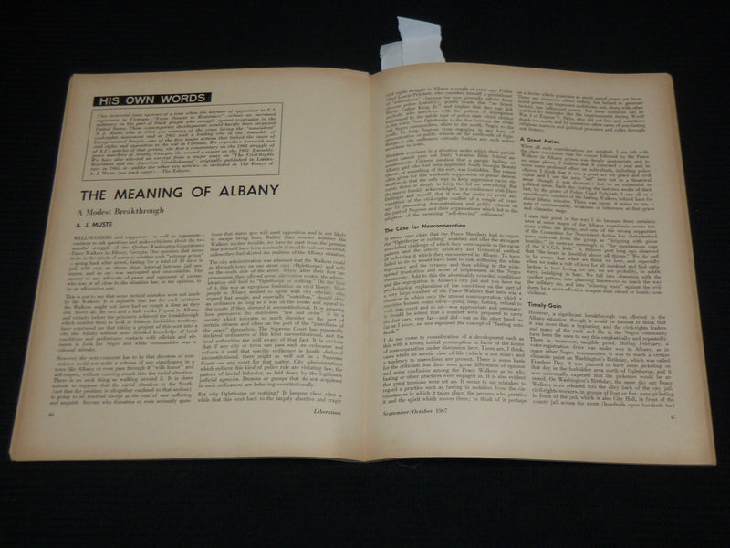 1957 SEPT/OCT LIBERATION MAGAZINE - A. J. MUSTE - DOUBLE NUMBER ISSUE - J 6993