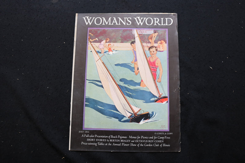 1931 JULY WOMAN'S WORLD MAGAZINE - BOYS WITH TOY SAILBOATS COVER - E 10368