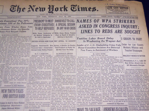 1939 JULY 20 NEW YORK TIMES - NAMES OF WPA STRIKERS ASKED - NT 3679