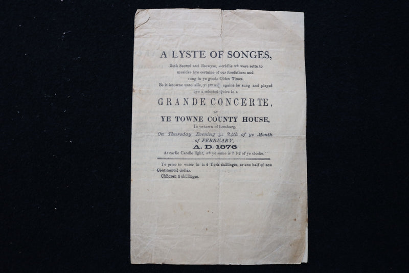 1876 FEBRUARY 24 A LYSTE OF SONGES - GRANDE CONCERTE - K 2859