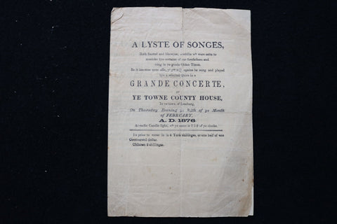 1876 FEBRUARY 24 A LYSTE OF SONGES - GRANDE CONCERTE - K 2859