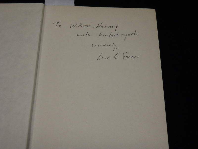 1975 THE DEATH OF THE LAW HARDCOVER BOOK INSCRIBED BY LOIS FORER - D 525