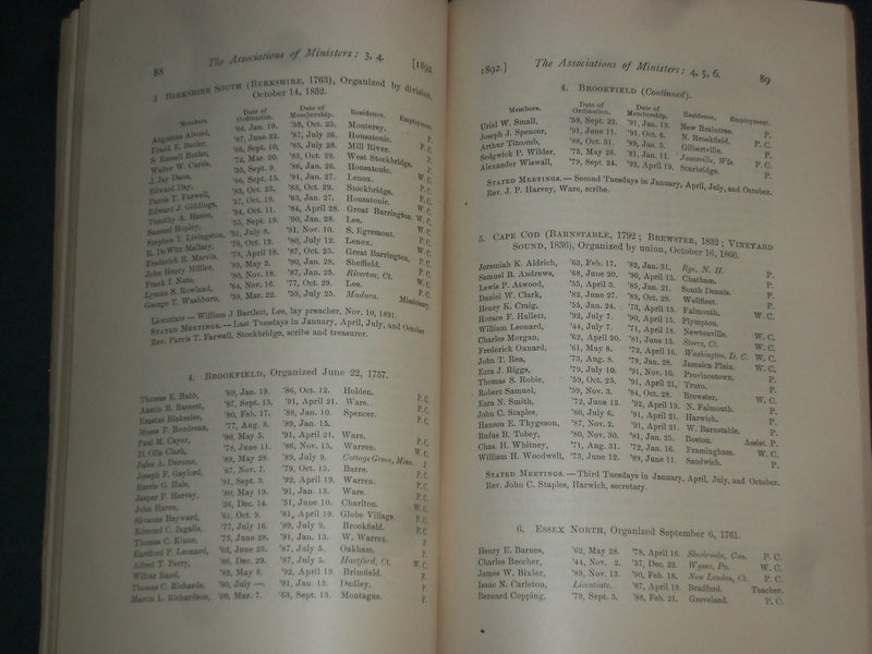 1891-92 CONGREGATIONAL CHURCHES OF MASSACHUSETTS ANNUAL REPORTS-LOT OF 2-J 4376