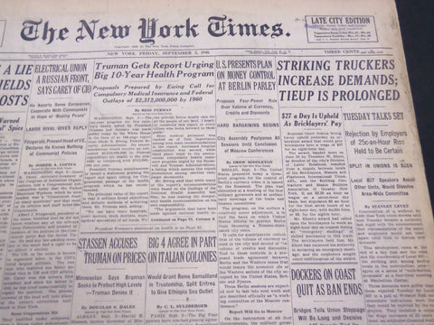 1948 SEPTEMBER 3 NEW YORK TIMES - STRIKING TRUCKERS INCREASE DEMANDS - NT 4401