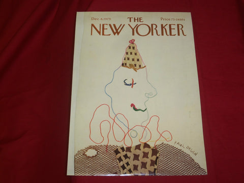1975 DECEMBER 8 NEW YORKER MAGAZINE FRONT COVER ONLY - GREAT ART FOR FRAMING