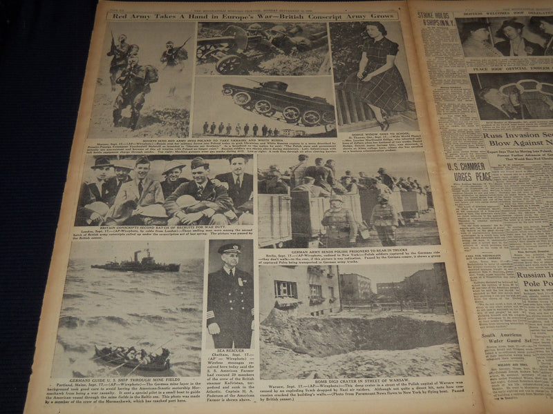 1939 SEPTEMBER 18 MINNEAPOLIS MORNING TRIBUNE - RUSS ADVANCES 50 MILES - NT 9534