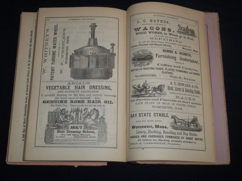 1870 WORCESTER DIRECTORY BY HENRY J. HOWLAND - MAP - KD 81T
