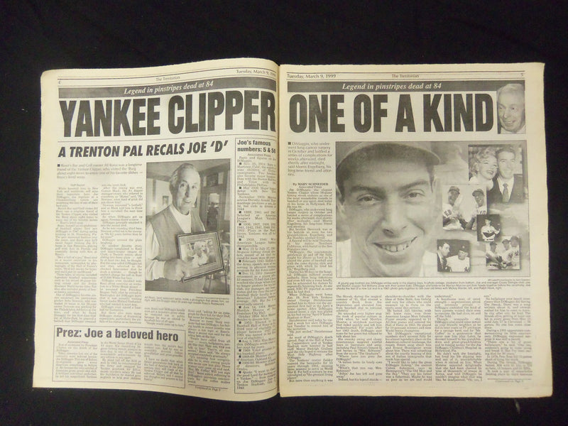 1999 MARCH 9 THE TRENTONIAN NEWSPAPER - JOE DIMAGGIO DIED - NP 2151