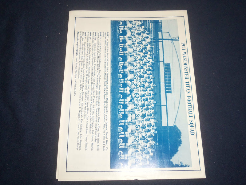 1971 SEP 25 WESTMINSTER COLLEGE AT SUSQUEHANNA UNIV FOOTBALL PROGRAM - ST 880A