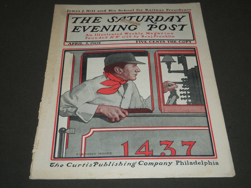 1902 APRIL 5 THE SATURDAY EVENING POST MAGAZINE - ILLUSTRATED COVER- SP 1036