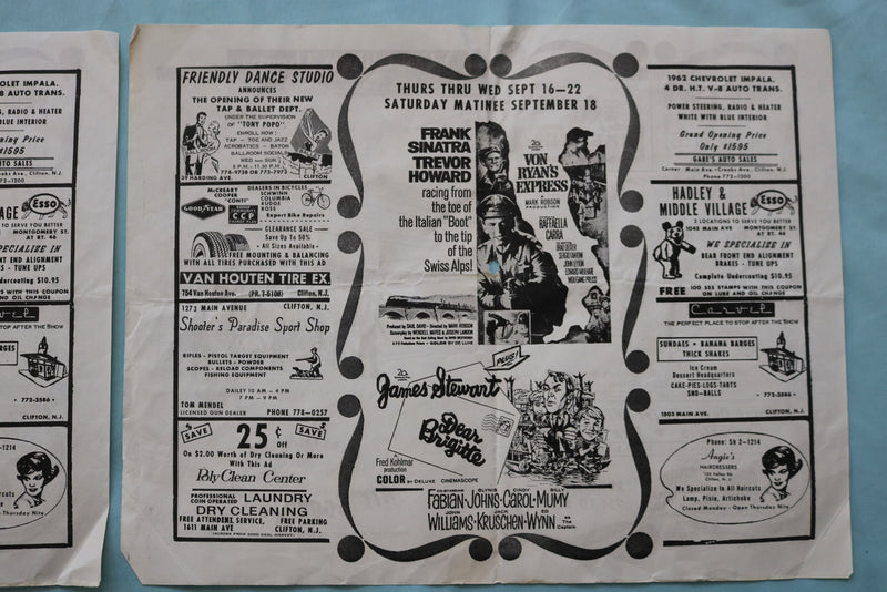 1965 NEW CLIFTON THEATRE PROGRAM - THE BEATLES HELP-LOT OF 2 -CLIFTON,NJ- K 2534