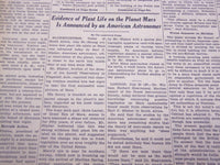 1939 JULY 21 NEW YORK TIMES - PLANT LIFE ON MARS - NT 3678