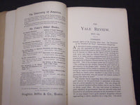 1892 MAY THE YALE REVIEW QUARTERLY JOURNAL VOLUME 1 NO. 1 - J 3009