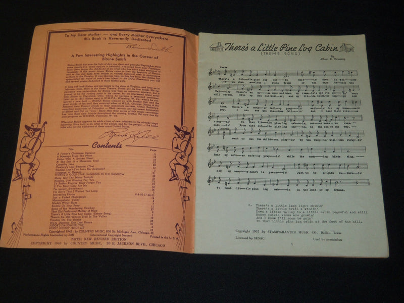 1943 BLAINE SMITH HISTORIC ALBUM OF FAVORITE SIGNED MUSIC BOOK - JC 50