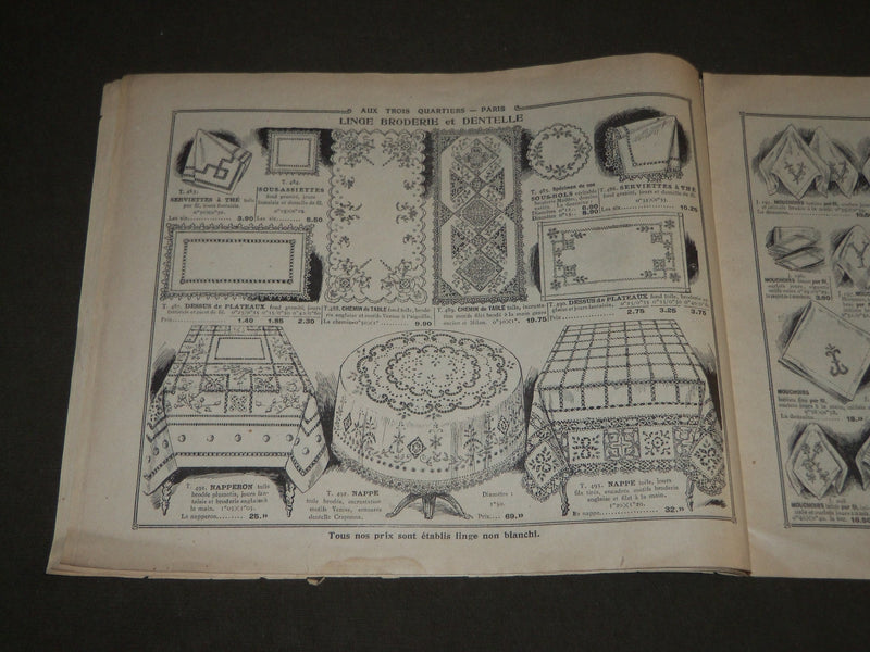 1911 JANUARY 22 AUX TROIS QUARTIERS BLANC FRENCH CATALOGUE - PARIS - FR 1060