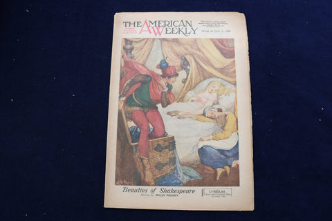 1949 OCT 9 AMERICAN WEEKLY MAGAZINE - BEAUTIES OF SHAKESPEARE COVER - E 22656