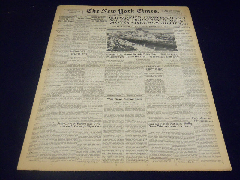 1944 FEBRUARY 15 NEW YORK TIMES - NAZIS STRONGHOLD FALLS - NT 3731