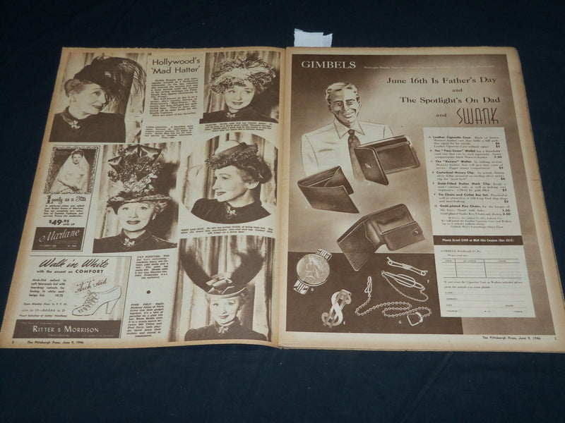 1946 JUNE 9 THE PITTSBURGH PRESS SUNDAY ROTO SECTION - PITT CO-ED - NP 4481