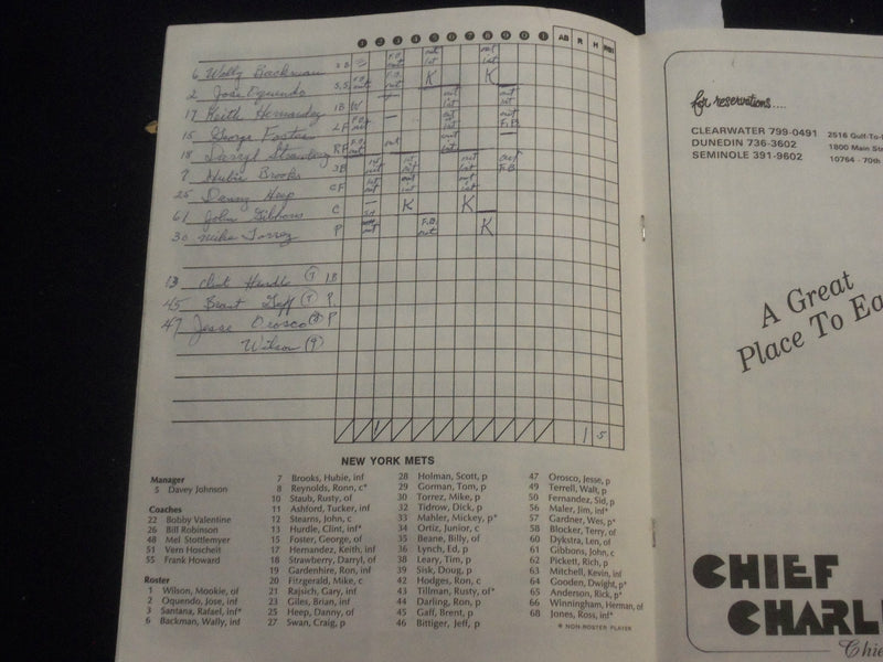 1984 PHIL. PHILLIES SPRING TRAINING SCORECARD & STUBS - MATTHEWS SIGNED - J 5865