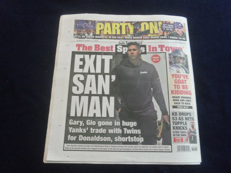 2022 MARCH 14 NEW YORK POST NEWSPAPER-YANKEES TRADE SANCHEZ/URSHELA 4 DONALADSON