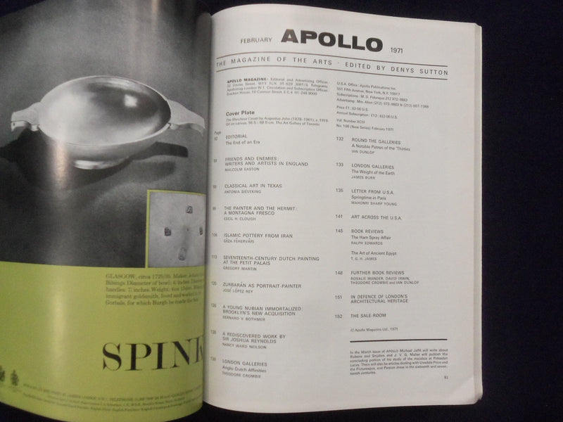 1971 FEBRUARY APOLLO MAGAZINE - BRITISH - GREAT PHOTOS & ADVERTISEMENTS - K 156