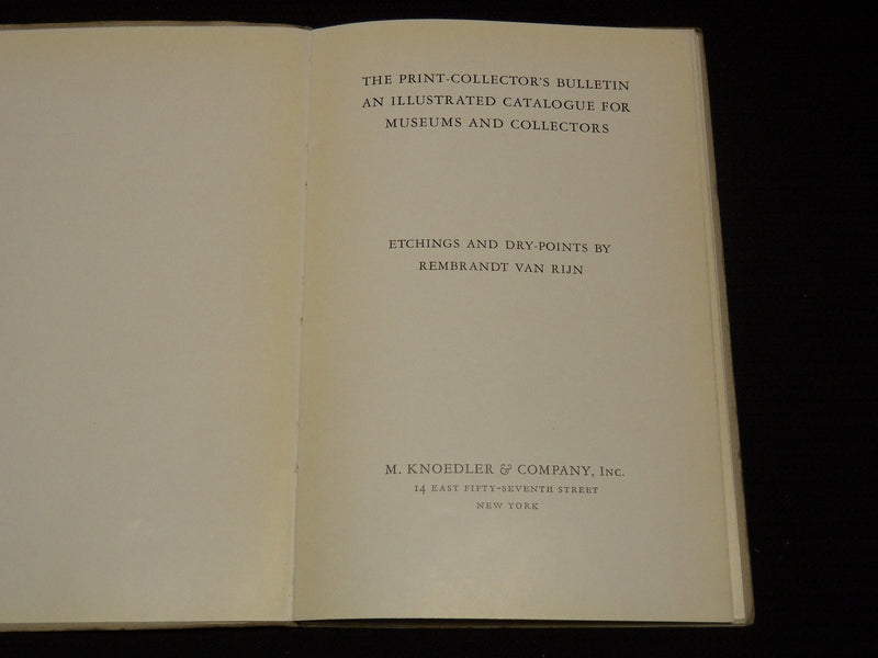 1930 ETCHINGS AND DRY POINTS CATALOGUE BY REMBRANDT VAN RIJN - J 8049