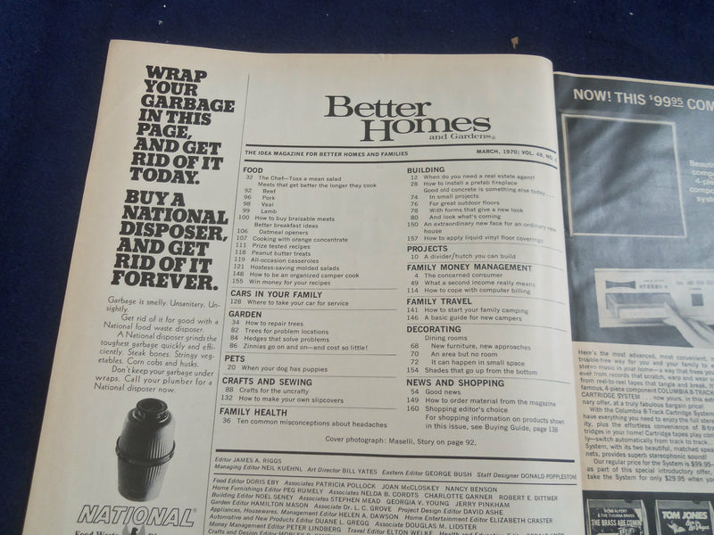1970 MARCH BETTER HOMES AND GARDENS MAGAZINE -NICE COVER, PHOTOS & ADS- ST 4628S