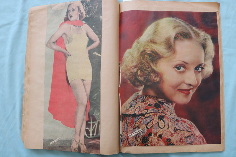 1930'S MOVIE STAR SCRAPBOOK LOADED - HARLOW - LOMBARD - BASEBALL - E 26498