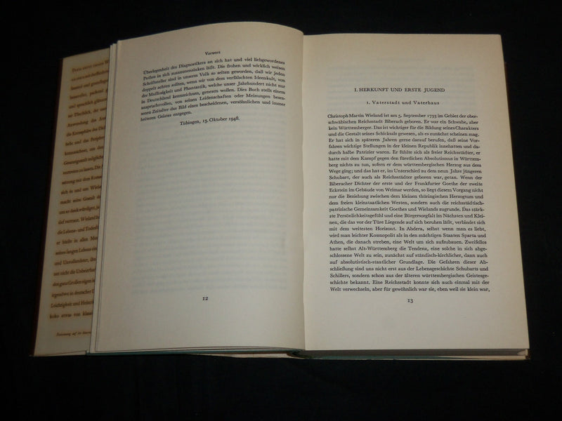 1949 CHRISTOPH M. WIELAND HARDCOVER BOOK BY FRIEDRICH SENGLE - KD 6961