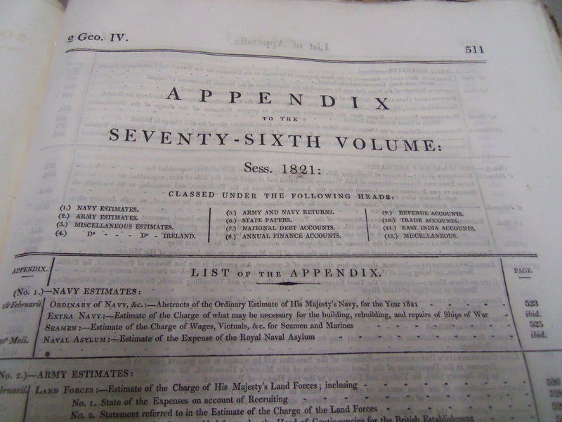 1821-22 JOURNALS OF THE HOUSE OF COMMONS- KING GEORGE IV 1ST YEAR REIGN- KD 1328