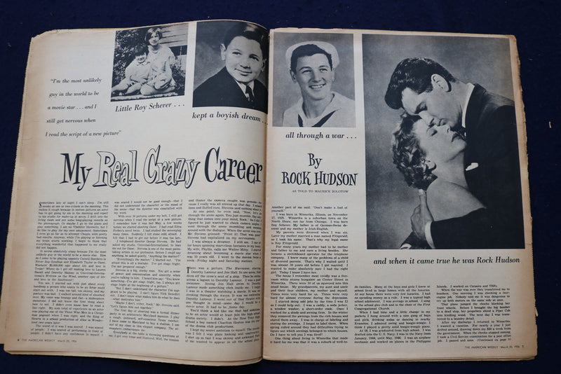 1956 MARCH 25 AMERICAN WEEKLY MAGAZINE - ROCK HUDSON COVER - E 23013