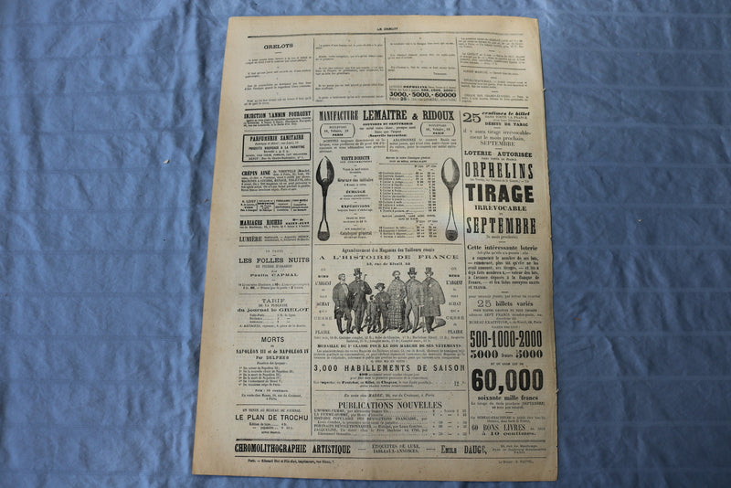 1872 AUGUST 4 LE GRELOT NEWSPAPER - AU SUJET DE L'EMPRUNT - FRENCH - NP 8594