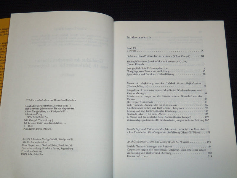 1978 GESCHICHTE DER DEUTSCHEN LITERATUR VIKTOR ZMEGAC VOLUME 1 & 2- KD 4669C