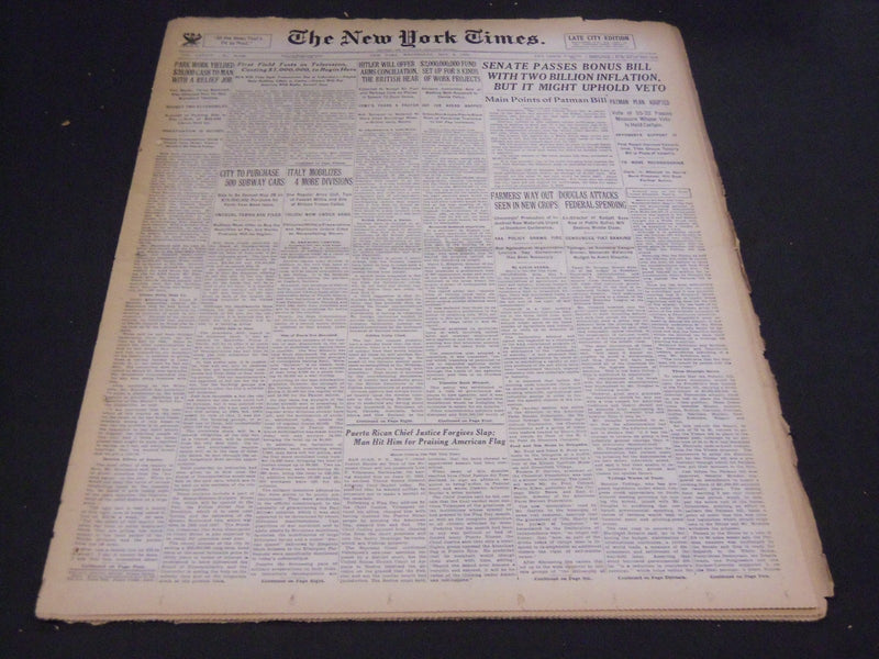 1935 MAY 8 NEW YORK TIMES - FIRST FIELD TESTS IN TELEVISION BEGIN HERE - NT 4879