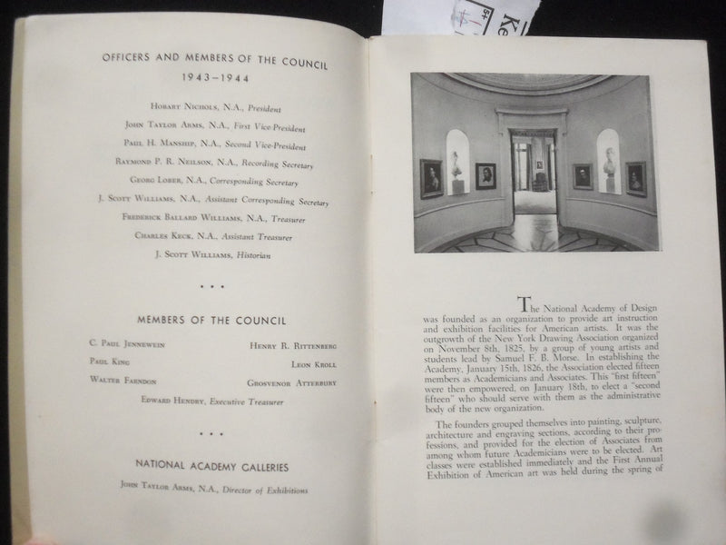 1944 NATIONAL ACADEMY 118TH ANNUAL EXHIBITION SOFTCOVER BOOK - NYC - J 9946
