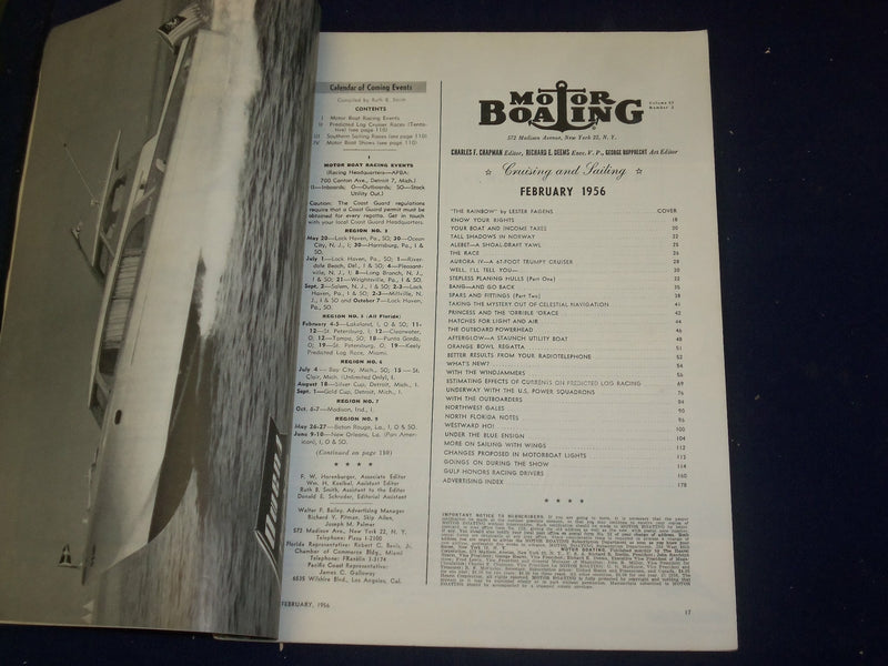 1956 FEBRUARY MOTOR BOATING MAGAZINE - THE YACHTSMEN'S MAGAZINE - B 6621