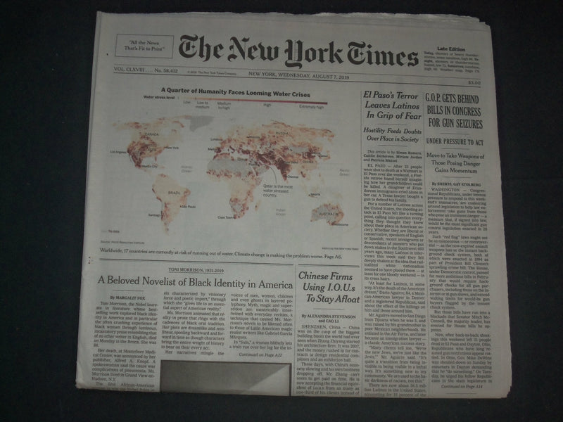 2019 AUGUST 7 NEW YORK TIMES- GOP BETS BEHIND BILLS IN CONGRESS FOR GUN SEIZURES