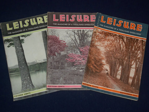 1934 LEISURE MAGAZINE OF A THOUSAND DIVERSIONS LOT OF 3 ISSUES - ILLUS. - J 1865
