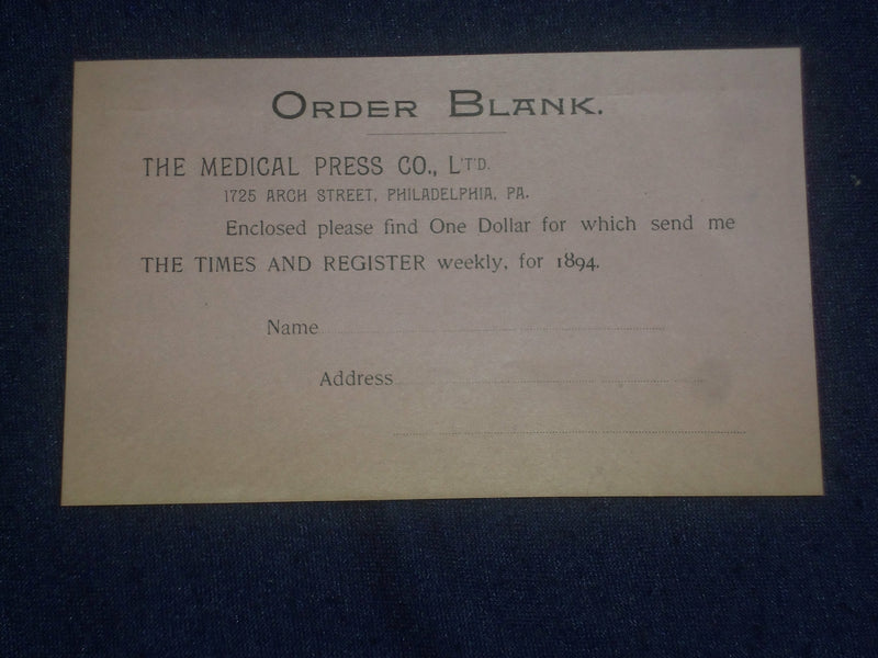 1894 FEBRUARY 3 THE TIMES AND REGISTER - PHILADELPHIA, PA - J 6433