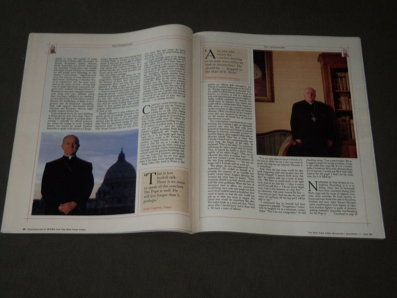 1994 DECEMBER 11 NEW YORK TIMES MAGAZINE SECTION - THIS POPE & THE NEXT - J 3128