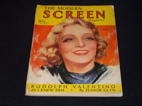 1931 MAY MODERN SCREEN MAGAZINE - MARLENE DIETRICH FRONT COVER - E 14506
