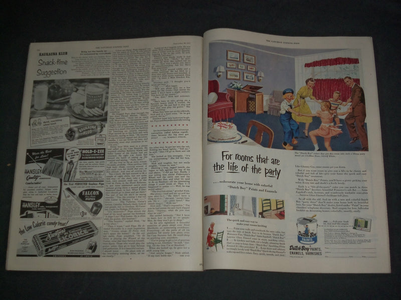 1952 SEPTEMBER 20 THE SATURDAY EVENING POST MAGAZINE-ILLUSTRATED COVER- SP 2479I