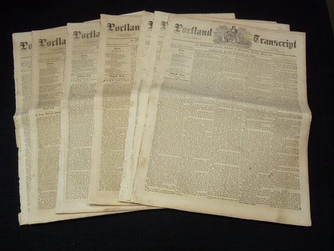 1870 THE PORTLAND TRANSCRIPT NEWSPAPER LOT OF 7 ISSUES - MAINE - NP 3297C