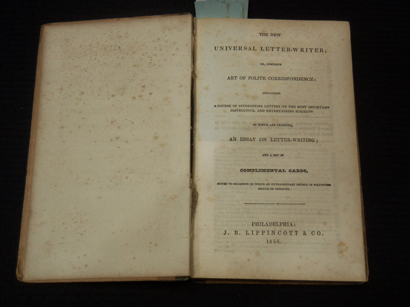 1856 THE NEW UNIVERSAL LETTER-WRITER BOOK - PHILADELPHIA - K 2183