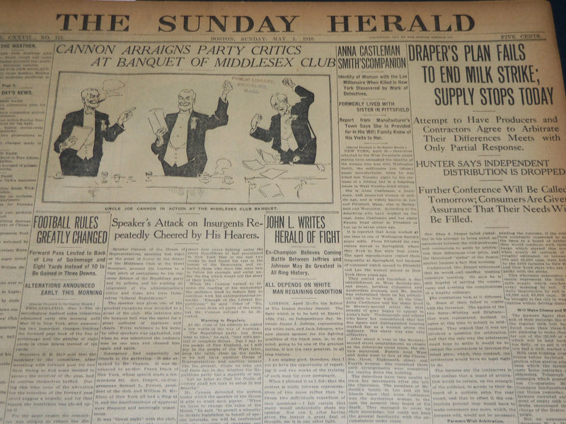 1910 MAY 1 THE BOSTON HERALD - JOHN L. WRITES ABOUT JEFFRIES & JOHNSON - BH 362
