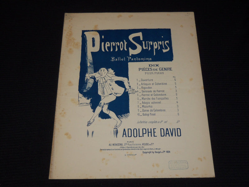 1894 PIERROT SURPRIS BALLET PANTOMIME SHEET MUSIC - ADOLPHE DAVID - SP 887D