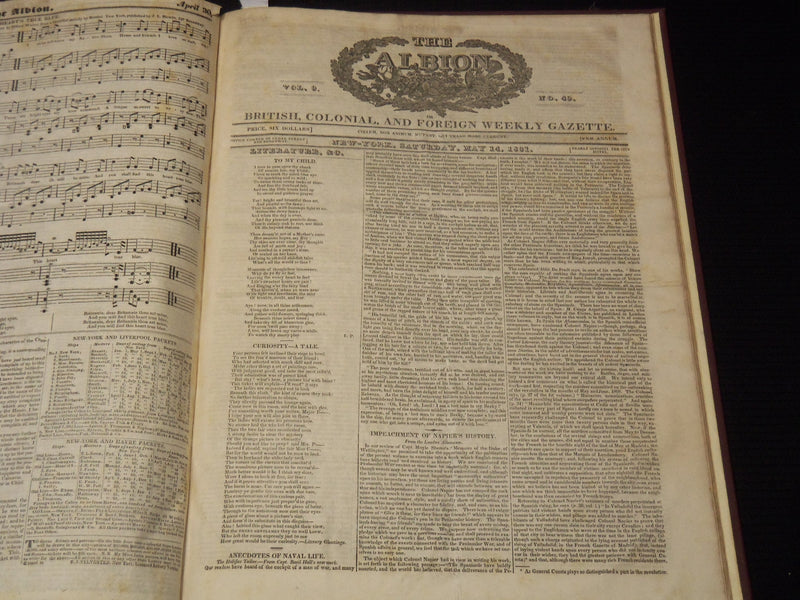 1830-1831 THE ALBION WEEKLY GAZETTE BOUND VOLUME NO. 9 - NEW YORK - R 89Z
