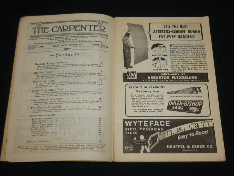 1944 AUGUST THE CARPENTER MAGAZINE - THE SWELLING VICTORY CHORUS - J 6560