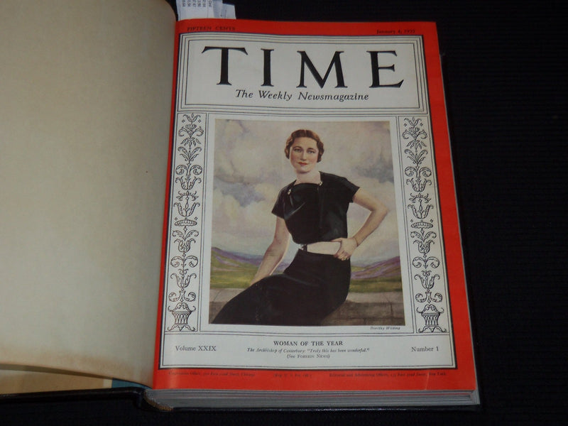 1937 JAN-MAR TIME MAGAZINE BOUND VOLUME - GREAT COVERS - NICE ADS - KD 3806N