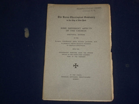 1916 REV. FOAKES JACKSON ADDRESS - UNION THEOLOGICAL SEMINARY - J 4526